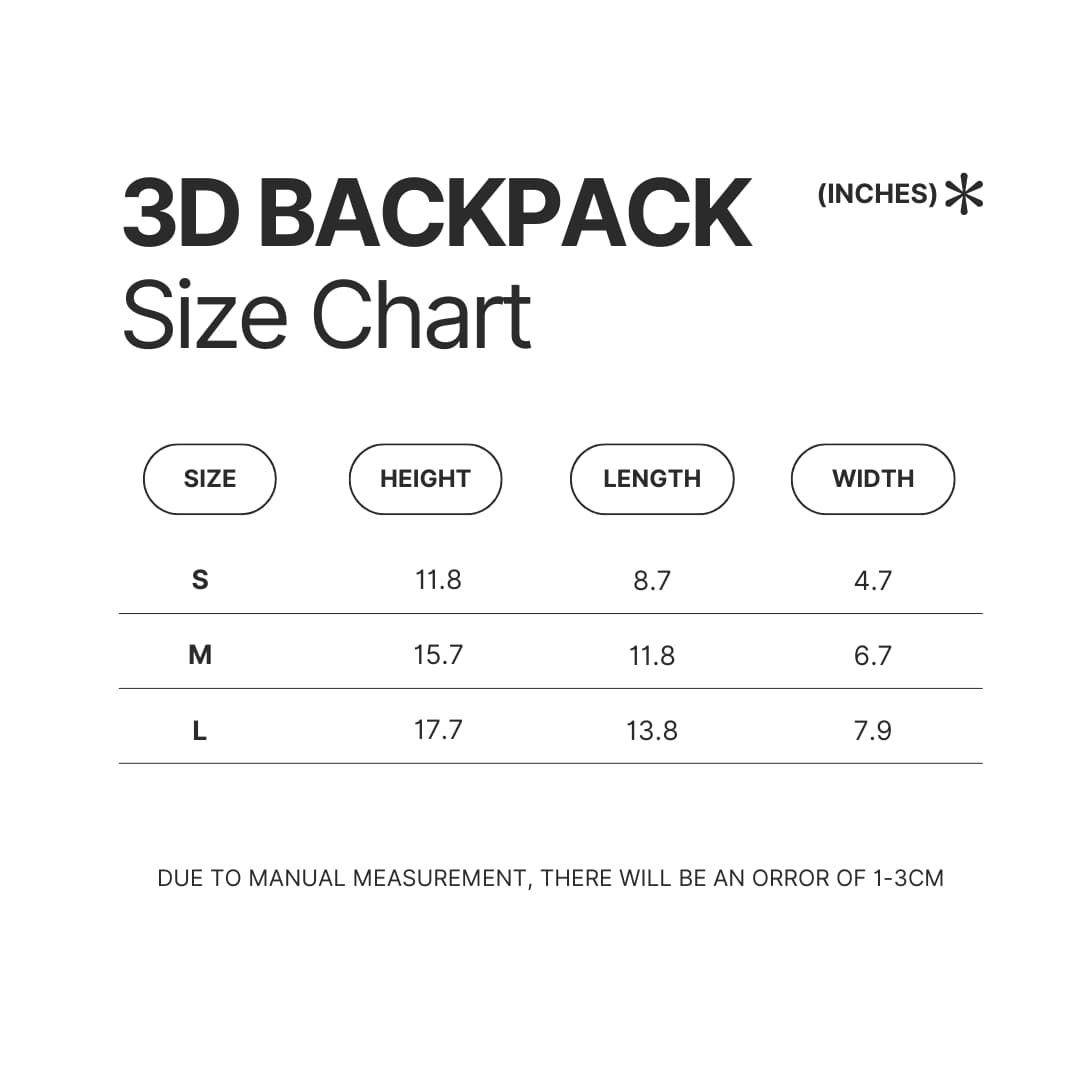 3D Backpack Size Chart - Car Seat Headrest Store